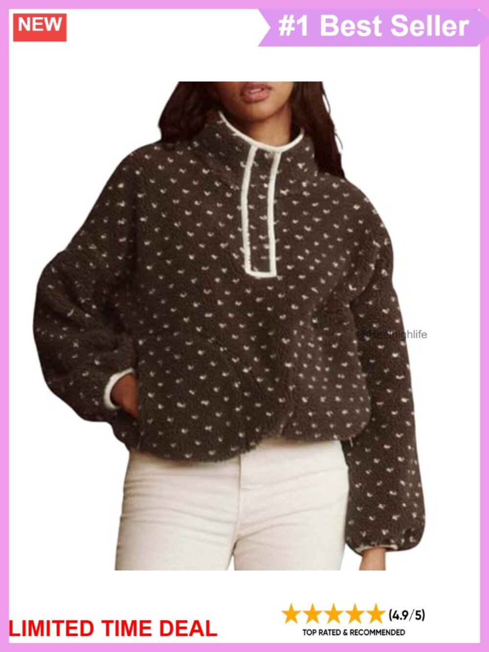 Women's Fleece Half Zip Pullover Sherpa Sweatshirt Long Sleeve with Pockets